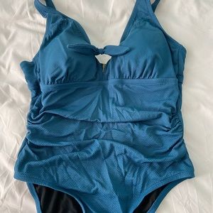 Kona Sol Blue One Piece front tie swim suit